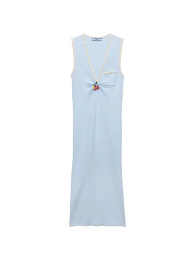 Prada Cotton Bouclé Dress In Blue