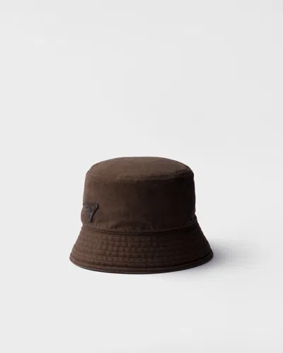 Prada Cotton Bucket Hat In Brown