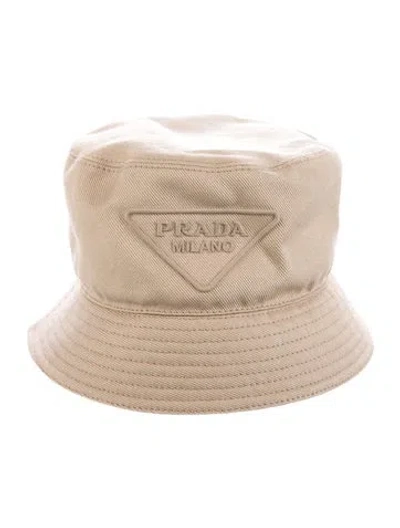 Pre-owned Prada Cotton Bucket Hat In Neutral