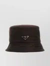 Prada Cotton Bucket Hat Stitched Brim In Brown