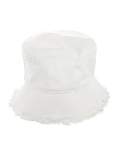 Pre-owned Prada Cotton Bucket Hat In White