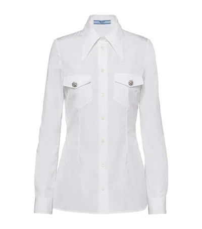 Prada Cotton Button-detail Shirt In White