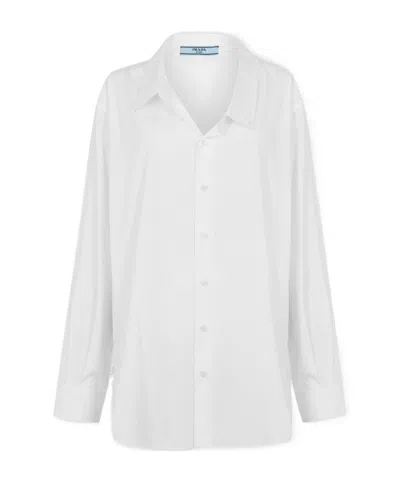 Prada Poplin Oversized Shirt For Women In White