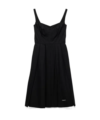 Prada Blue Cotton Canvas Dress In F0002 Nero