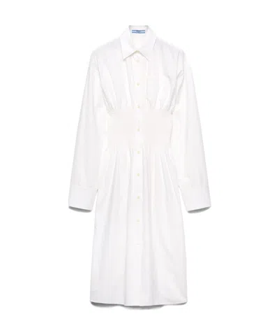 Prada Cotton Canvas Dress In White