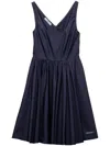 Prada Flared Mini Dress In Blue