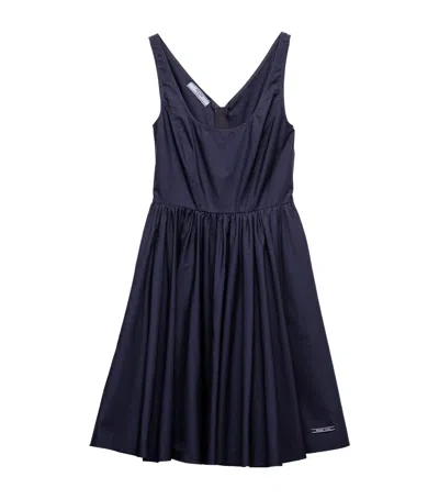 Prada Fit-flare Mini Dress In Blue