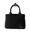 Prada Kleine Handtasche Aus Baumwoll-canvas In Schwarz