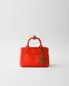 Prada Mini-handtasche Aus Baumwoll-canvas In Orange