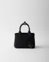 Prada Women's Jardiniere Small Cotton Canvas Top Handle Bag In Schwarz