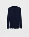 Prada Fitted Long-sleeve Ribbed Cardigan In Blau