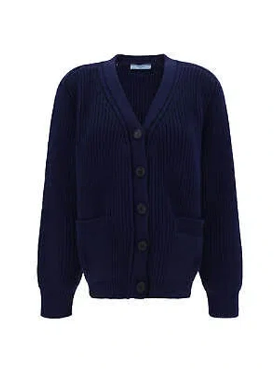 Pre-owned Prada Cotton Cardigan In Blue