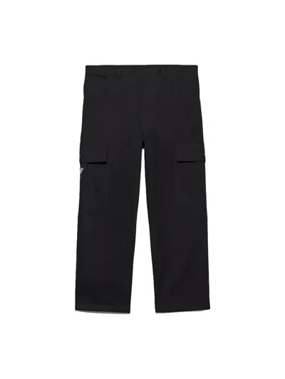 Prada Cotton Cargo Pants In Black