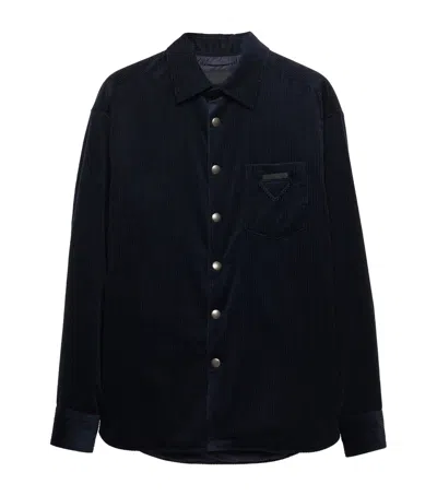 Prada Cotton-cashmere Corduroy Shirt In Black