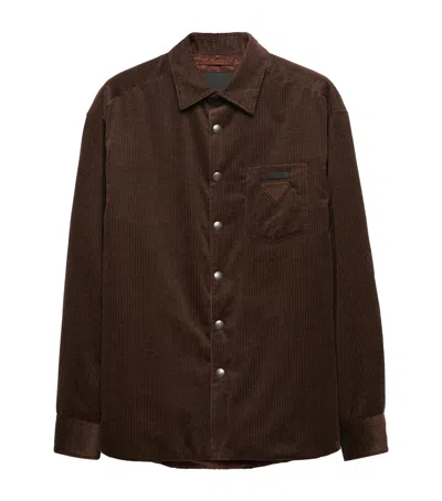 Prada Cotton-cashmere Corduroy Shirt In Brown