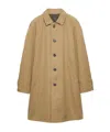 Prada Button Triangle Logo Cotton Coat In Brown