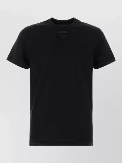 Prada Cotton Crew-neck Short-sleeve T-shirt In Black