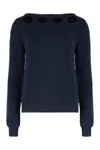Prada Pullover Aus Baumwolle Mit U-boot-ausschnitt In Blue