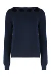 Prada Pullover Aus Baumwolle Mit U-boot-ausschnitt In Blue