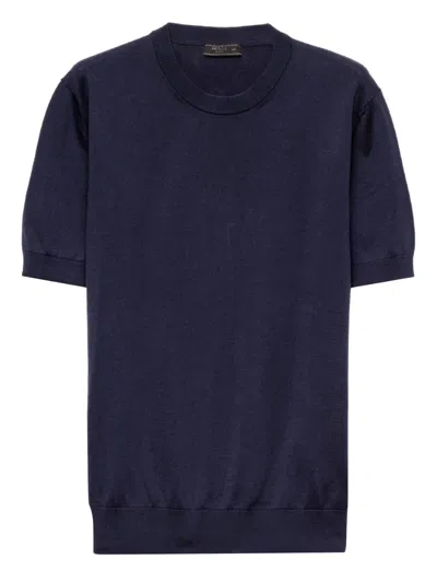 Prada Cotton Crew-neck Sweater In Blue