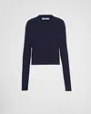 Prada Cotton Crew-neck Sweater In Navy