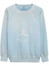 Prada Crew Neck Cotton Sweatshirt In Blue