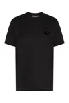 Prada Cotton Crew-neck T-shirt In Black