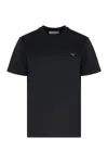 Prada Cotton Crew-neck T-shirt In Black