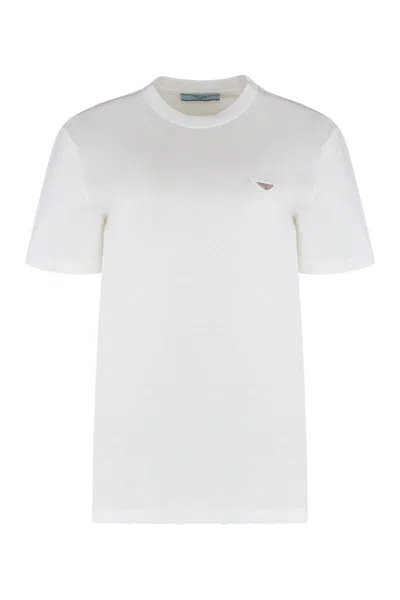 Prada Cotton Crew-neck T-shirt In White