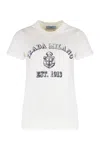 Prada Stamped Graphic Logo T-shirt In White