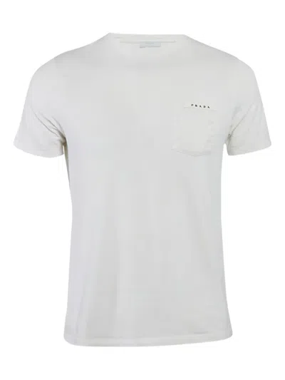 Pre-owned Prada Cotton Crew-neck T-shirt In White