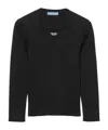 Prada Cotton Crew-neck Top In Black