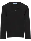 Prada Cotton Crew-neck Top In Black