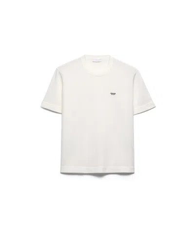Prada Cotton Crew-neck Sweater In White