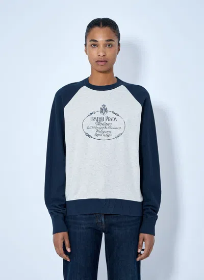 Prada Cotton Crew-neck Sweatshirt In Navy