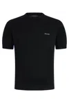 Prada Black Short Sleeve Sweaters In Black