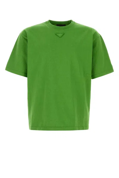 Prada Cotton Crewneck T-shirt For Men In Green