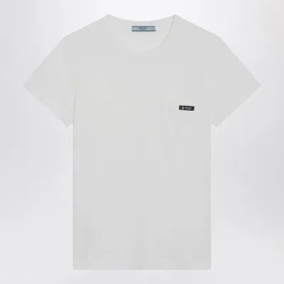 Prada Cotton Crewneck T-shirt In White