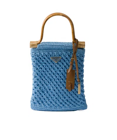 Prada Cotton Crochet Mini-handbag In Light Blue