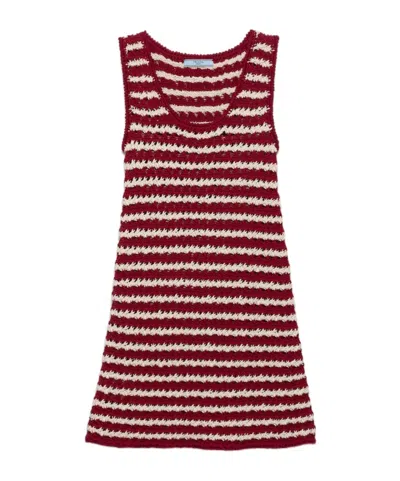 Prada Cotton Crochet Mini-dress In Red
