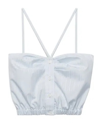 Prada Cotton Crop Top In Blue