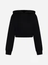 Prada Cotton Cropped Hoodie In Black