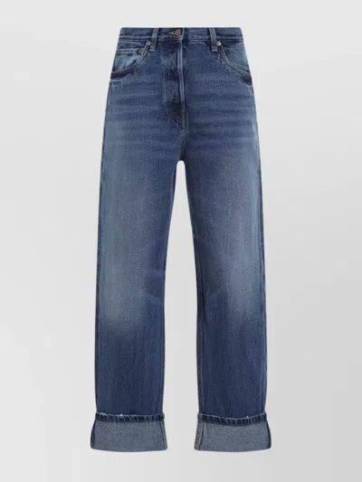 PRADA DENIM STRAIGHT-LEG CROPPED TROUSERS