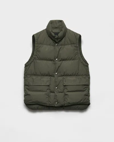 Prada Cotton Down Vest In Green
