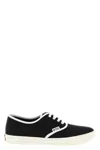 Prada Lace Up Sneakers Contrast Trim Rubber Sole In Black