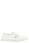 Prada Drill Fabric Low Top Lace Up Sneakers In White