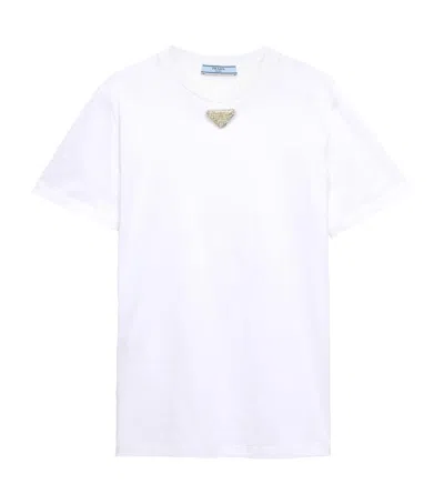 PRADA COTTON EMBROIDERED T-SHIRT