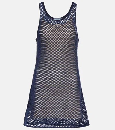 Prada Minikleid Aus Baumwolle In Navy Blue
