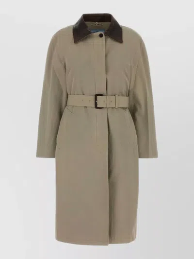 Prada Cotton Fitted Jacket In Neutral