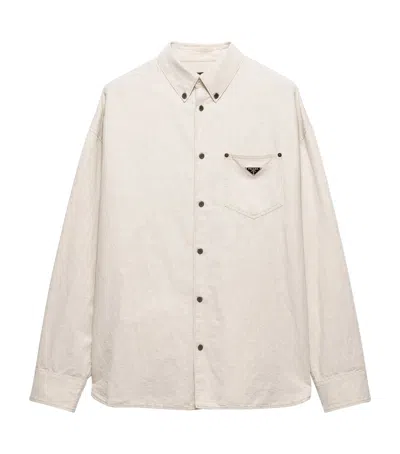 Prada Shirts With Long Sleeves And Chest Pocket In Beige O Tan 